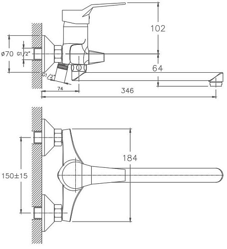 Смеситель для ванны Haiba HB2263, хром Смеситель для ванны Haiba HB2263, хром