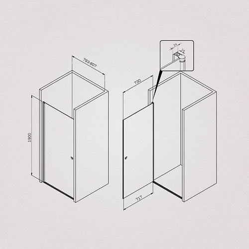 Душевая дверь AM.PM Sunny W87G-80-1P-BT распашная 80x190 профиль черный, стекло прозрачное Душевая дверь AM.PM Sunny W87G-80-1P-BT распашная 80x190 профиль черный, стекло прозрачное