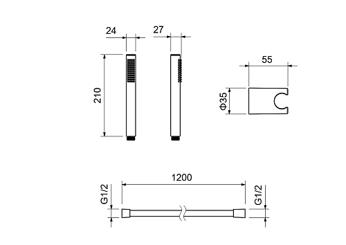 Душевой гарнитур Aquatek ЕВРОПА AQ2034MB Черный матовый Душевой гарнитур Aquatek ЕВРОПА AQ2034MB Черный матовый