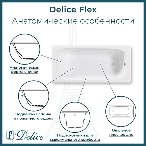 Ванна чугунная Delice Flex 170х80 DLR230631 Ванна чугунная Delice Flex 170х80 DLR230631