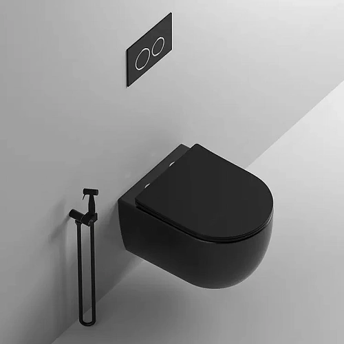 Унитаз подвесной Ceruttispa OGLIO Aria MB CT9239 безободковый черный матовый, сиденье микролифт Унитаз подвесной Ceruttispa OGLIO Aria MB CT9239 безободковый черный матовый, сиденье микролифт