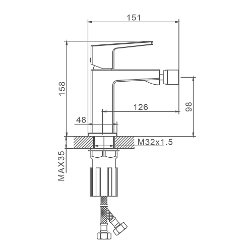 Смеситель для биде Splenka S01.50.06, черный Смеситель для биде Splenka S01.50.06, черный