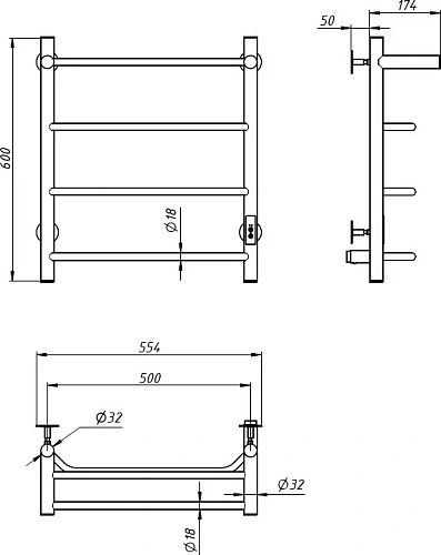 Полотенцесушитель электрический EWRIKA Сафо FT 60х50 белый 571970 Полотенцесушитель электрический EWRIKA Сафо FT 60х50 белый 571970