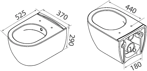 Унитаз подвесной Boheme Nero матовый черный (без крышки) 961/2 Унитаз подвесной Boheme Nero матовый черный (без крышки) 961/2