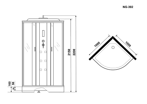 Душевая кабина Niagara Ultra NG-302-01 (1000х1000х2200) низкий поддон (16см) 3020164 Душевая кабина Niagara Ultra NG-302-01 (1000х1000х2200) низкий поддон (16см) 3020164