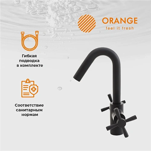 Смеситель для раковины Orange Mia M34-011b черный Смеситель для раковины Orange Mia M34-011b черный