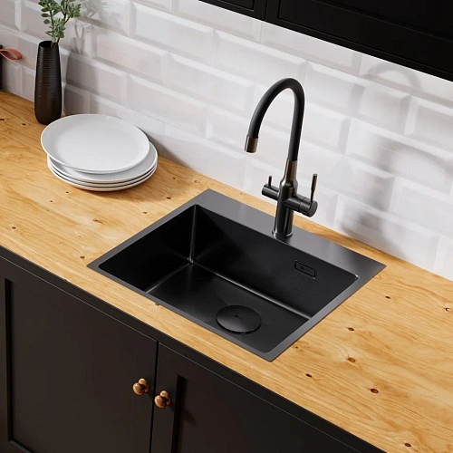 Кухонная мойка Lemark JANGA 540 из нержавеющей стали, черный матовый 9932112 Кухонная мойка Lemark JANGA 540 из нержавеющей стали, черный матовый 9932112