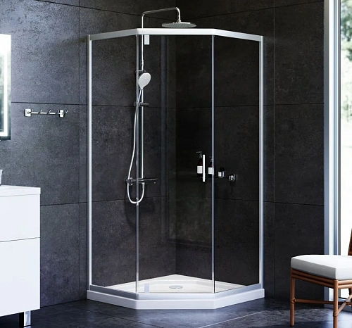 Душевой уголок AM.PM Gem W90G-405-090MT 5-corner Pivot 90x90 стекло прозрачное, профиль хром матовый Душевой уголок AM.PM Gem W90G-405-090MT 5-corner Pivot 90x90 стекло прозрачное, профиль хром матовый