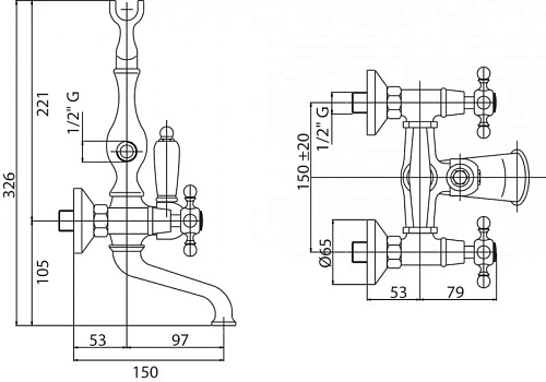 Смеситель на борт ванны CEZARES NOSTALGIA-PBV-03/24-M Смеситель на борт ванны CEZARES NOSTALGIA-PBV-03/24-M