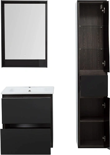 Тумба под раковину Aquanet Милан 60 черный глянец 00269306 Тумба под раковину Aquanet Милан 60 черный глянец 00269306