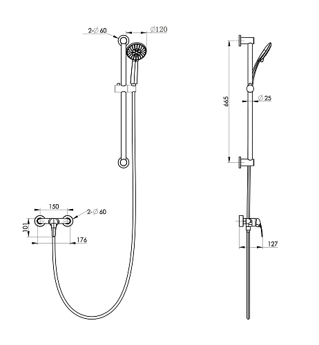 Смеситель для душа Wonzon & Woghand темный графит (WW-4570-BGG) Смеситель для душа Wonzon & Woghand темный графит (WW-4570-BGG)