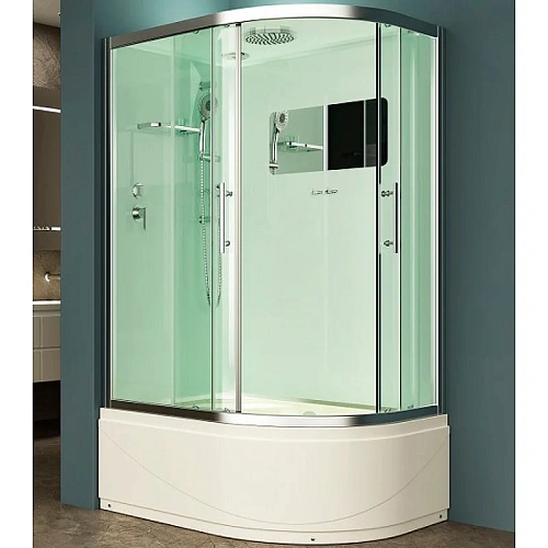 Душевая кабина Esbano ELEGANCIA (ESKB129CRBL) полукруглая с крышей и высоким поддоном EST-129CRB L120x90x210cм Душевая кабина Esbano ELEGANCIA (ESKB129CRBL) полукруглая с крышей и высоким поддоном EST-129CRB L120x90x210cм