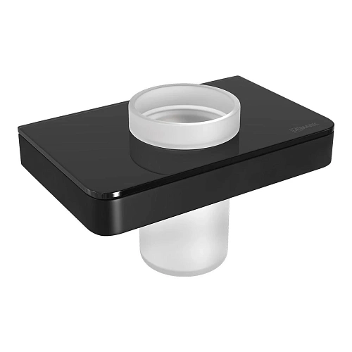 Стакан Lemark GLASS LINE с держателем, чёрный матовый/черное стекло 9732036 Стакан Lemark GLASS LINE с держателем, чёрный матовый/черное стекло 9732036