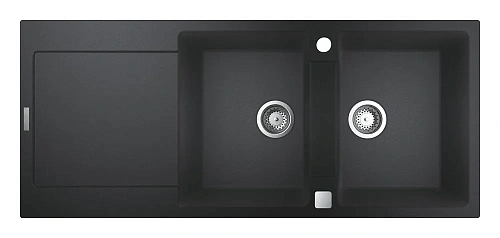 Кухонная мойка GROHE K500 с 2 чашами, 1160 x 500 мм, черный гранит (31647AP0) Кухонная мойка GROHE K500 с 2 чашами, 1160 x 500 мм, черный гранит (31647AP0)