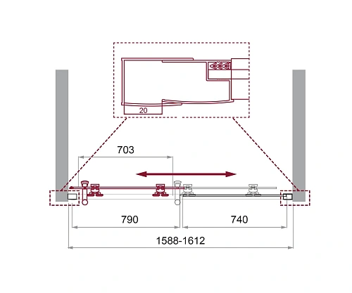 Душевая дверь BelBagno UNO-195-BF-1-160-P-Cr Душевая дверь BelBagno UNO-195-BF-1-160-P-Cr