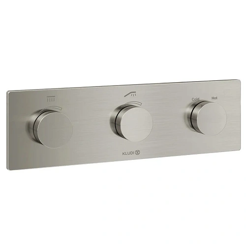 Смеситель для душа Kludi PUSHTRONIC 38300N5-00 электронный встраиваемый термостат брашированный никель Смеситель для душа Kludi PUSHTRONIC 38300N5-00 электронный встраиваемый термостат брашированный никель