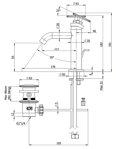 Смеситель для раковины Remer Chrono CH10 Смеситель для раковины Remer Chrono CH10
