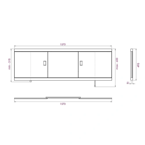 Экран для ванны фронтальный Onika Монако-Эконом 160 см 516007 белый Экран для ванны фронтальный Onika Монако-Эконом 160 см 516007 белый