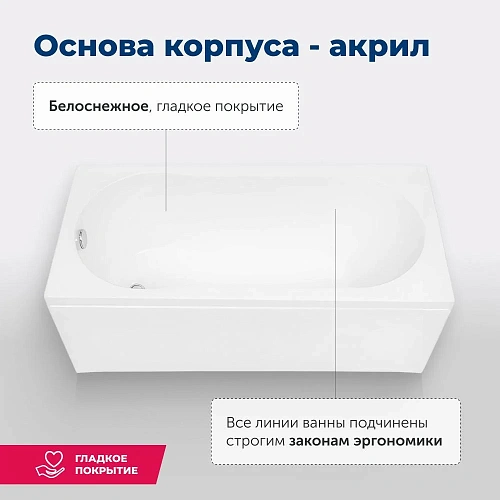 Акриловая ванна Aquanet Light 160x70 00243871 с каркасом Акриловая ванна Aquanet Light 160x70 00243871 с каркасом
