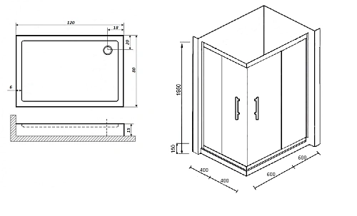 Душевой уголок Parly ZQ121G с поддоном Душевой уголок Parly ZQ121G с поддоном
