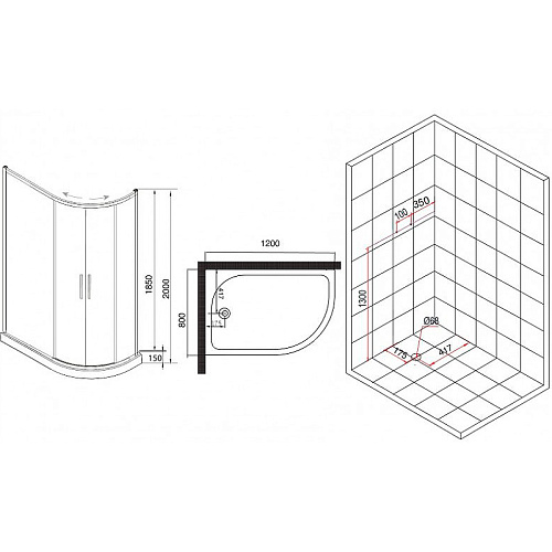 Душевой уголок Esbano (ESUGR8027AL) ESR-8027A Left120x80x200 Душевой уголок Esbano (ESUGR8027AL) ESR-8027A Left120x80x200