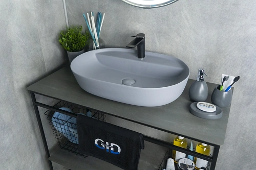 Раковина Gid Gm1346 53341 накладная серая матовая 61x41x14 Раковина Gid Gm1346 53341 накладная серая матовая 61x41x14