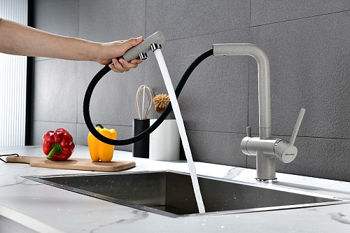 Смеситель для кухни Paulmark SERPENTINE серый Se213222-GR Смеситель для кухни Paulmark SERPENTINE серый Se213222-GR