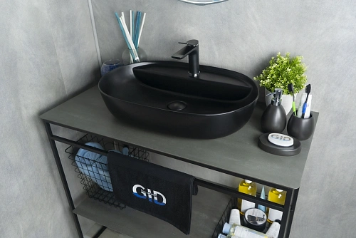 Раковина Gid Bm1346 53345 накладная черная матовая 61x41x14 Раковина Gid Bm1346 53345 накладная черная матовая 61x41x14