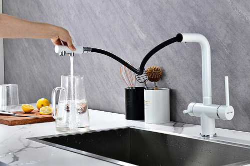 Смеситель для кухни Paulmark SERPENTINE белый матовый Se213222-WH Смеситель для кухни Paulmark SERPENTINE белый матовый Se213222-WH