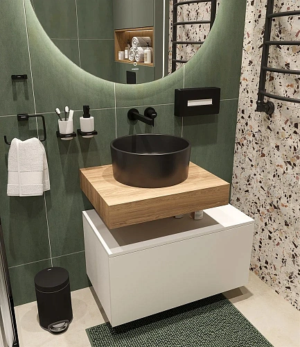 Комплект мебели STWORKI Ольборг 60 столешница дуб французский, без отверстий, с тумбой 80 482712 Комплект мебели STWORKI Ольборг 60 столешница дуб французский, без отверстий, с тумбой 80 482712