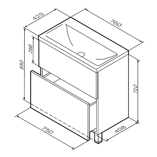 Тумба под раковину AM.PM Gem M90FSX07522WG32 напольная, 75 см push-to-open, белый Тумба под раковину AM.PM Gem M90FSX07522WG32 напольная, 75 см push-to-open, белый