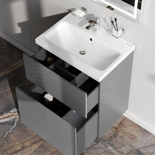 Тумба под раковину напольная AM.PM Gem M90FSX06022GM32 напольная, 60 см push-to-open, графит матовый Тумба под раковину напольная AM.PM Gem M90FSX06022GM32 напольная, 60 см push-to-open, графит матовый