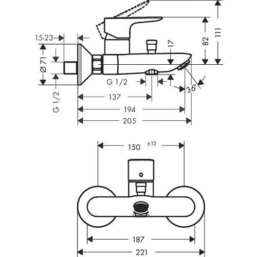 Смеситель для ванны Hansgrohe Talis E 71740990, золото Смеситель для ванны Hansgrohe Talis E 71740990, золото