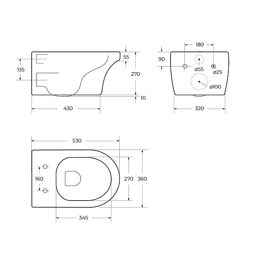 Унитаз подвесной CEZARES DUET CZR-2462-TH-TOR/CZR-2316-SC безободковый с сиденьем Унитаз подвесной CEZARES DUET CZR-2462-TH-TOR/CZR-2316-SC безободковый с сиденьем