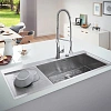 Кухонная мойка GROHE из нержавеющей стали с корзинчатым вентилем, расположение основной чаши справа, 31582SD0 Кухонная мойка GROHE из нержавеющей стали с корзинчатым вентилем, расположение основной чаши справа, 31582SD0