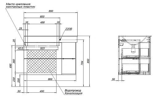 Тумба под раковину De Aqua Трио Люкс 80 New L белая Grass 00201706 Тумба под раковину De Aqua Трио Люкс 80 New L белая Grass 00201706