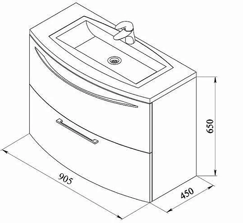 Тумба под раковину De Aqua Лонг 90 белый 00167099 Тумба под раковину De Aqua Лонг 90 белый 00167099