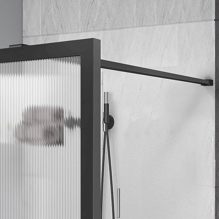 Душевая перегородка Vincea Walk-In VSW-1HP900FLGM 900x2000 вороненая сталь стекло рифленое