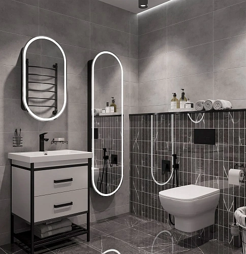 Шкаф-пенал STWORKI Мальмё МВК076 45, с подсветкой, черный 541644 Шкаф-пенал STWORKI Мальмё МВК076 45, с подсветкой, черный 541644