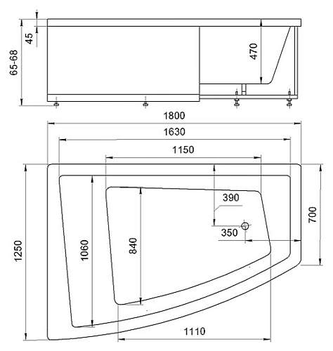 Акриловая ванна Aquatek Оракул левый пустая с фронтальныйм экраном+бокэкр ORK180-0000006 Акриловая ванна Aquatek Оракул левый пустая с фронтальныйм экраном+бокэкр ORK180-0000006