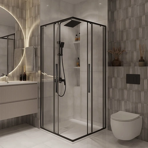 Душевой уголок Niagara Nova NG-6823-34BLACK (90x90x195) квадратная, раздвижная, черный матов., стекло прозрачное Душевой уголок Niagara Nova NG-6823-34BLACK (90x90x195) квадратная, раздвижная, черный матов., стекло прозрачное