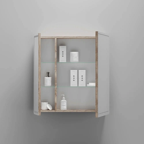 Зеркальный шкаф Sancos Mirror MI70EG 690x150х740 мм, с LED подсветкой, дуб галифакс натуральный, с розеткой Зеркальный шкаф Sancos Mirror MI70EG 690x150х740 мм, с LED подсветкой, дуб галифакс натуральный, с розеткой