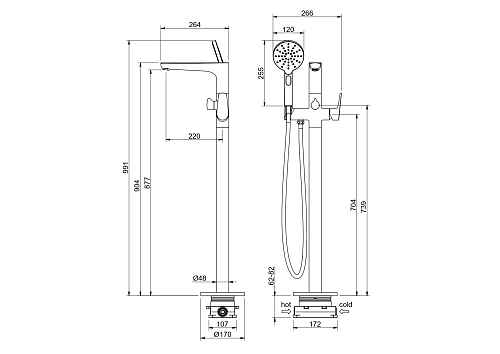 Смеситель для ванны Aquatek БЕТТА AQ1145MB Черный матовый, напольный Смеситель для ванны Aquatek БЕТТА AQ1145MB Черный матовый, напольный