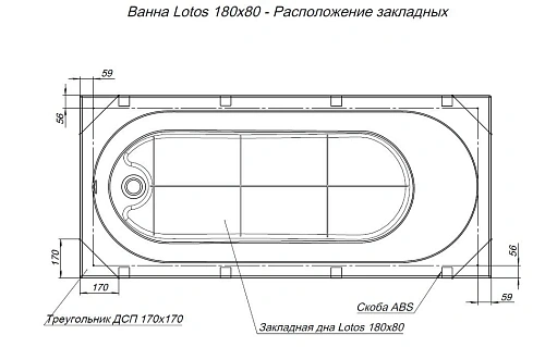 Акриловая ванна Aquanet Lotos 180x80 с каркасом 00332845 Акриловая ванна Aquanet Lotos 180x80 с каркасом 00332845
