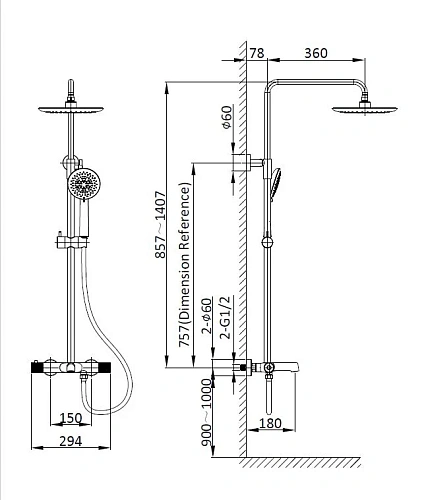 Душевая система Vincea Desire VSFS-1D1TBN термостатическая с изливом, брашированный никель Душевая система Vincea Desire VSFS-1D1TBN термостатическая с изливом, брашированный никель