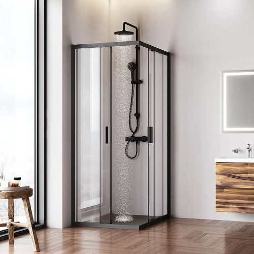 Душевой уголок AM.PM Gem W90G-403-100280-BT 100x80 черный матовый, стекло прозрачное Душевой уголок AM.PM Gem W90G-403-100280-BT 100x80 черный матовый, стекло прозрачное