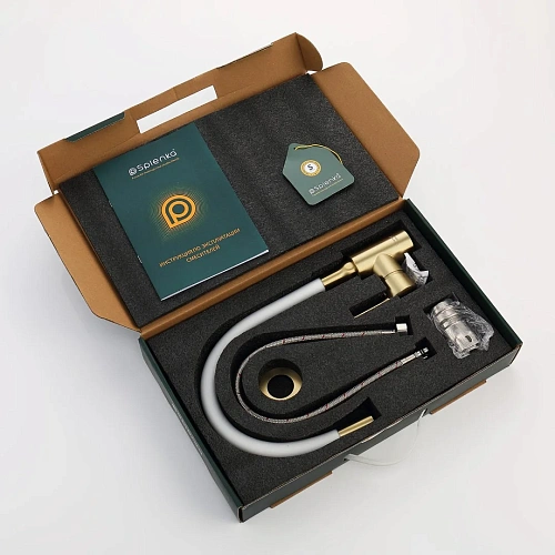 Смеситель для кухни Splenka S201.4408.03 с гибким изливом, золотой сатин Смеситель для кухни Splenka S201.4408.03 с гибким изливом, золотой сатин