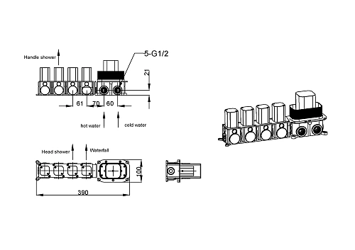 Душевая система Boheme ZODIAC Gun Metal встраиваемая 132-2-GM Душевая система Boheme ZODIAC Gun Metal встраиваемая 132-2-GM