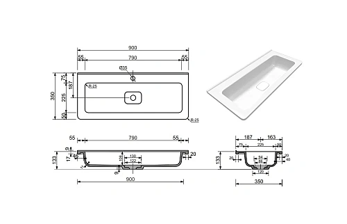 Тумба под раковину Style Line Бергамо мини 90 (2 ящ.) Люкс антискрейтч черный, PLUS напольная СС-00002363 Тумба под раковину Style Line Бергамо мини 90 (2 ящ.) Люкс антискрейтч черный, PLUS напольная СС-00002363