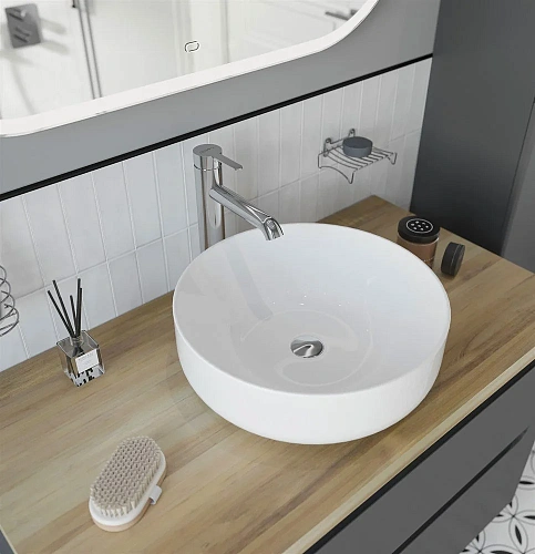 Комплект мебели STWORKI Берген 100 серая со светлой столешницей, раковина Moon 1 549595 Комплект мебели STWORKI Берген 100 серая со светлой столешницей, раковина Moon 1 549595